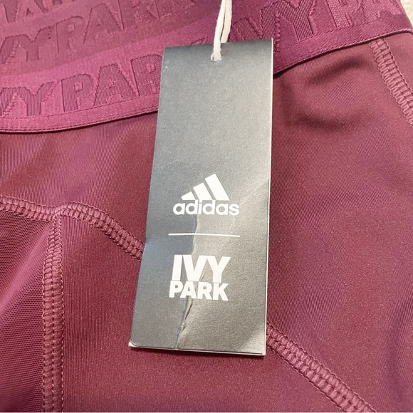 adidas x IVY PARK mesh legging shorts in maroon Size Small - Picture 10 of 12